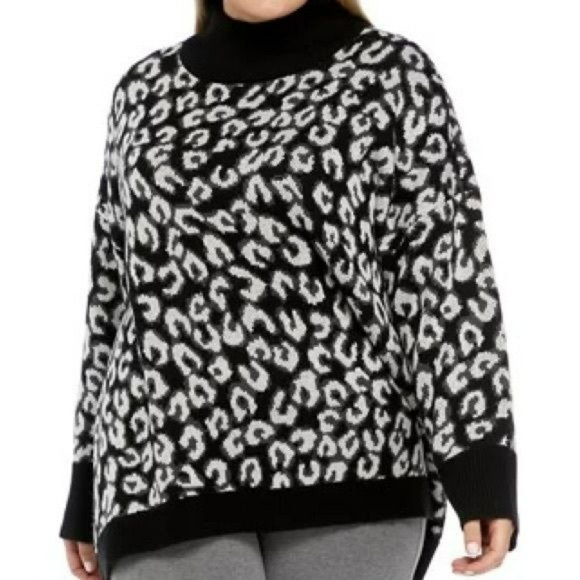 RELISTED Cabana by Crown & Ivy Leopard Animal Print Mock Neck Tunic Sweater - Picture 2 of 10
